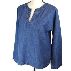 Universal Thread Denim‎ Pullover Drop Shoulder Long Sleeve Top, X-Small